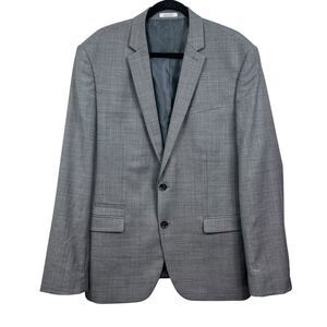 Express Photographer Men Suit Blazer Fitted Notch 2 Button Business Gray Sz 44R